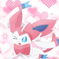 amount:solo body-type:feral heart-shape series:eeveelutions series:pokemon species:sylveon style:abstract-background style:intentional-blur style:kawaii style:playful wink // 2048x2048 // 213KB