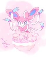 amount:solo atmosphere:flowers body-type:feral flower pokepuff series:eeveelutions series:pokemon species:sylveon style:girly style:one-color style:pastel-colors style:pink style:playful style:very-girly // 994x1217 // 97KB