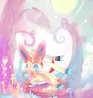 amount:solo atmosphere:fantasy atmosphere:forest atmosphere:mushroom-forest body-type:feral mushrooms series:eeveelutions series:pokemon species:sylveon style:painted style:playful // 1000x1056 // 1002KB
