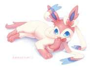amount:solo body-type:feral laying-on-side lick licking-self series:eeveelutions series:pokemon species:sylveon style:kawaii // 800x600 // 220KB