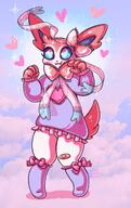 amount:solo atmosphere:clouds atmosphere:dreamy body-type:anthro body-type:semi-anthro casual-outfit series:eeveelutions series:pokemon species:sylveon style:girly style:kemono style:sparkly thigh-highs // 2588x4096 // 900KB