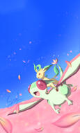 amount:pair amount:solo atmosphere:flowers atmosphere:sakura body-type:feral flying series:eeveelutions series:pokemon species:flygon species:leafeon style:intentional-blur // 1800x3000 // 1.7MB