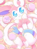 amount:solo body-type:feral food hall-of-fame:bronze macarons series:eeveelutions series:pokemon species:sylveon style:colored-lighting style:kawaii style:pastel-colors style:very-kawaii sweets // 772x1000 // 456KB