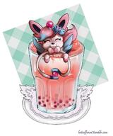 amount:solo boba body-type:slightly-chubby cramped drink feminine flower happy oc series:eeveelutions series:pokemon species:sylveon style:abstract-background style:girly wearing-flower // 1500x1800 // 2.0MB
