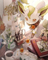 amount:pair atmosphere:home atmosphere:sunlight body-type:feral series:eeveelutions series:pokemon species:leafeon species:sunkern style:noisy style:over-exposure style:very-detailed // 809x1000 // 1.2MB