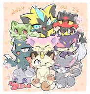 amount:multiple body-type:feral body-type:semi-anthro grouping:cat-pokemon series:pokemon species:espurr species:glameow species:litten species:meowth species:purrloin species:skitty species:sneasel species:spirgatito species:zeraora style:noisy // 2079x2171 // 6.3MB