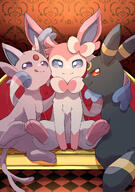 amount:multiple amount:solo atmosphere:criminal atmosphere:regal body-type:feral forehead-gem series:eeveelutions series:pokemon species:espeon species:sylveon species:umbreon // 1764x2508 // 2.1MB