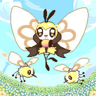 amount:solo atmosphere:farm atmosphere:field atmosphere:garden body-type:feral species:cutiefly species:ribombee style:dithering style:pixel-art // 540x540 // 115KB