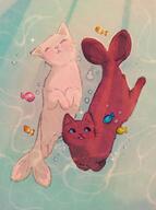 amount:pair atmosphere:beach body-type:feral non-fandom-creature species:cat species:mermaid // 540x723 // 82KB