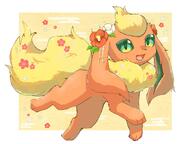 amount:solo body-type:feral feminine flower series:eeveelutions series:pokemon species:flareon style:girly style:kawaii style:white-border wearing-flower // 1814x1360 // 203KB