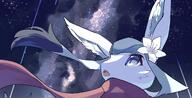 amount:solo atmosphere:night atmosphere:stary body-type:feral feminine flower scarf series:eeveelutions series:pokemon species:glaceon style:girly style:kawaii wearing-flower // 2048x1048 // 218KB