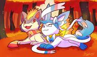 affection amount:pair amount:solo atmosphere:autumn body-type:feral glasses hall-of-fame:bronze nerdy scarf series:eeveelutions series:pokemon species:quilava species:sylveon style:kawaii // 1873x1099 // 277KB