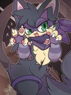 amount:solo body-type:anthro body-type:semi-anthro outfit scarf smug species:fusion species:meowscarada species:purrloin style:contrasting-colors style:kemono style:outline visual-teasing // 1800x2400 // 383KB