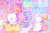 amount:multiple atmosphere:home bat-wings body-type:feral species:cat style:girly style:kawaii style:painted style:pastel-colors style:playful style:very-girly // 1800x1200 // 569KB