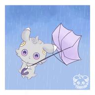 amount:solo atmosphere:clouds atmosphere:rain body-type:semi-anthro series:pokemon species:espurr umbrella // 1280x1280 // 110KB