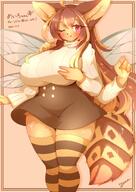 amount:solo body-type:anthro casual-outfit dress species:bee style:kawaii style:kemono thigh-highs visual-teasing wearing-bow // 1448x2048 // 305KB