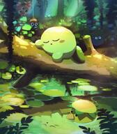 amount:multiple atmosphere:forest atmosphere:grove atmosphere:sunlight atmosphere:swamp body-type:blob character:como character:gooey character:kapar character:kirby reflection series:kirby species:unknown style:painted style:sunrays // 1788x2048 // 522KB