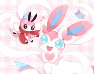 amount:pair body-type:feral happy scarf series:eeveelutions series:pokemon species:ribombee species:sylveon style:detailed-pattern style:girly style:kawaii style:one-color style:pastel-colors style:pink // 1700x1345 // 239KB