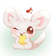 amount:solo body-type:semi-anthro eating pokemon-berries sitrus-berry species:minccino // 1102x1200 // 67KB