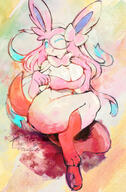amount:solo body-type:anthro series:eeveelutions series:pokemon species:sylveon style:watercolor // 1070x1625 // 1.2MB
