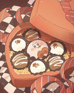amount:solo atmosphere:table atmosphere:valentines-day body-type:blob character:kirby chocolate cramped series:kirby species:unknown style:kawaii // 1600x2000 // 2.1MB
