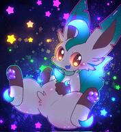 amount:solo atmosphere:stary body-type:feral series:eeveelutions series:pokemon species:leafeon style:dithering style:kawaii style:noisy style:outline style:rainbow // 1886x2048 // 659KB