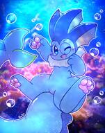 amount:solo atmosphere:bubbles atmosphere:sunlight atmosphere:undersea body-type:feral glasses hall-of-fame:bronze nerdy series:eeveelutions series:pokemon species:vaporeon style:intentional-blur style:kawaii style:outline // 1651x2100 // 582KB