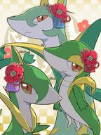amount:multiple body-type:feral body-type:semi-anthro flower grouping:full-evolution-family species:serperior species:servine species:snivy // 960x1280 // 258KB