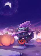 amount:solo atmosphere:field atmosphere:halloween atmosphere:night atmosphere:spooky atmosphere:town body-type:feral candy hat outfit pumpkin species:zorua trick-or-treet witch // 1400x1880 // 183KB