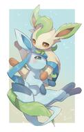 amount:pair body-type:feral series:eeveelutions series:pokemon species:glaceon species:leafeon style:abstract-background style:kawaii // 2604x4096 // 438KB