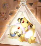 amount:pair amount:solo atmosphere:bedroom atmosphere:night body-type:semi-anthro plush species:ampharos species:mareep style:dim style:glow style:playful // 1750x1970 // 295KB