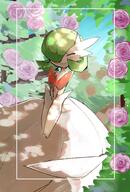 amount:solo arms-between-legs atmosphere:flowers atmosphere:sunlight body-type:anthro flower hall-of-fame:bronze hall-of-fame:silver species:gardevoir style:kemono style:painted style:thin-border // 1382x2048 // 364KB