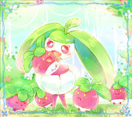 amount:multiple atmosphere:field body-type:blob body-type:semi-anthro hall-of-fame:bronze species:bounsweet species:steenee style:girly style:kawaii style:painted // 1000x888 // 978KB