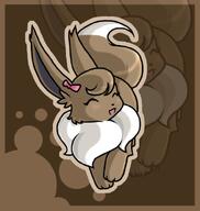 amount:solo body-type:feral hall-of-fame:bronze happy series:pokemon species:eevee style:contrasting-colors style:outline style:simple-colors wearing-bow // 564x594 // 180KB