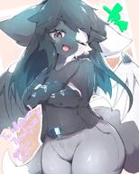 amount:solo body-type:anthro casual-outfit glasses long-hair nerdy smug species:cat style:kemono visual-teasing wings // 2048x2560 // 760KB