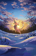 amount:solo atmosphere:snowy atmosphere:sunset body-type:feral forehead-gem scarf series:eeveelutions series:pokemon species:espeon style:dim // 1492x2357 // 2.5MB