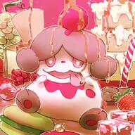 amount:solo atmosphere:table body-type:blob body-type:semi-anthro cake candy food grape macarons species:slurpuff strawberry style:kawaii style:minimalistic sweets // 600x600 // 450KB