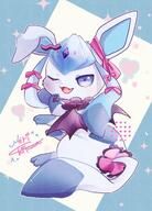 amount:solo bat-wings body-type:feral forehead-gem hall-of-fame:bronze outfit series:eeveelutions series:pokemon species:glaceon style:abstract-background style:kawaii style:noisy style:outline wearing-bow // 1475x2048 // 383KB