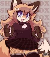 amount:solo body-type:anthro casual-outfit fishnet-leggings hair long-hair skirt species:fox style:kawaii style:kemono sweater thigh-highs wearing-bow // 932x1080 // 154KB
