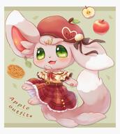 amount:solo apple body-type:anthro body-type:semi-anthro hat outfit pie skirt species:minccino style:abstract-background style:kawaii // 1832x2048 // 314KB