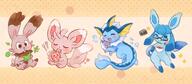 amount:multiple amount:pair body-type:feral body-type:semi-anthro coffee glasses hall-of-fame:bronze hall-of-fame:silver nerdy nomming relaxed series:eeveelutions series:pokemon species:bunnelby species:glaceon species:minccino species:vaporeon style:dithering style:playful // 2048x896 // 197KB