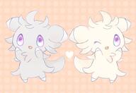 amount:pair amount:solo body-type:semi-anthro series:pokemon species:espurr style:dithering style:kawaii style:playful // 480x330 // 45KB