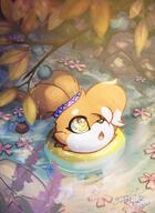 amount:solo atmosphere:flowers atmosphere:hot-springs atmosphere:sunlight berries body-type:semi-anthro flower hair-tie hall-of-fame:bronze hall-of-fame:silver oc oran-berry pond species:buizel species:otter style:painted style:very-detailed // 911x1250 // 164KB