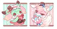 amount:pair body-type:feral body-type:semi-anthro holding-heart outfit species:cat style:pastel-colors style:striped-background // 2048x1061 // 259KB