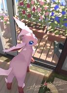 amount:solo atmosphere:garden atmosphere:home atmosphere:sunlight body-type:feral oc series:eeveelutions series:pokemon species:leafeon style:lineless style:painted // 632x880 // 1023KB