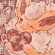 amount:solo atmosphere:valentines-day body-type:feral chocolate hall-of-fame:bronze holding-heart holding-object series:eeveelutions series:pokemon species:flareon style:icon style:intentional-blur style:watercolor // 2551x2560 // 662KB