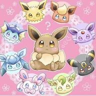 amount:multiple body-type:feral grouping:all-eeveelutions series:pokemon species:eevee style:girly style:kawaii style:outline style:playful // 1125x1125 // 192KB