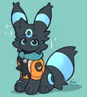 amount:solo body-type:feral outfit scarf series:eeveelutions series:pokemon species:shiny-pokemon species:umbreon style:dithering // 1540x1733 // 204KB