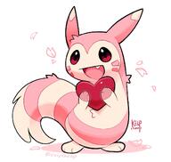 amount:solo atmosphere:valentines-day body-type:feral heart-shape holding-heart species:furret style:kawaii // 1170x1110 // 101KB