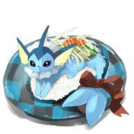 amount:solo body-type:feral hall-of-fame:bronze plate series:eeveelutions series:pokemon species:vaporeon style:kawaii sushi wearing-bow // 1200x1200 // 130KB